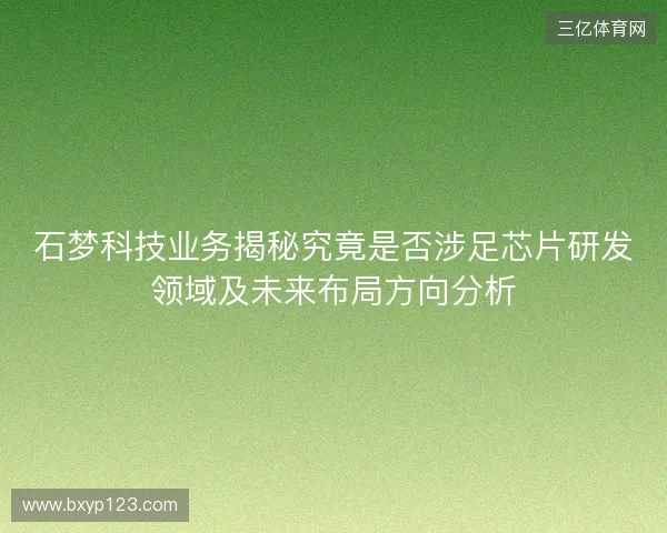 石梦科技业务揭秘究竟是否涉足芯片研发领域及未来布局方向分析 石梦科技业务揭秘究竟是否涉足芯片研发领域及未来布局方向分析